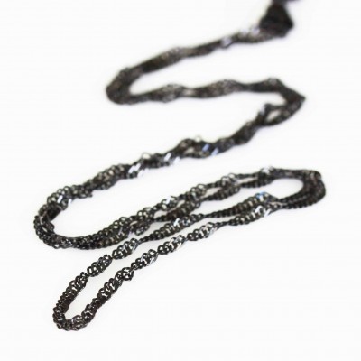 Wave Link Necklace - 23.5 inch (60cm) - Black Tone